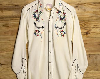 ヴィンテージ H Bar C カリフォルニア ランチウェア ブルー 刺繍