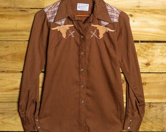 Vintage 70's Tru-west Rockmount Ranch Wear Cobalt Blue Western