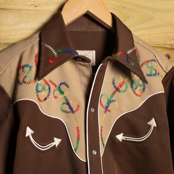 Vintage H Bar C California Ranchwear Brown Embroidered Western
