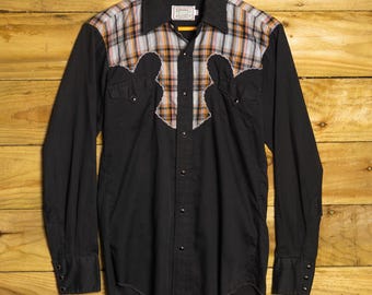 H Bar C California Ranchwear zwart en geruit westernshirt S-M