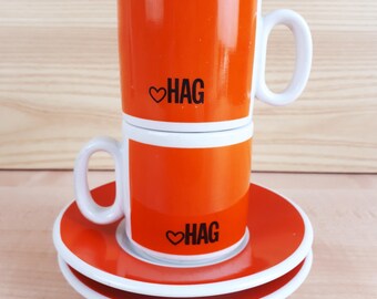 Thermos Café HAG Vintage En Verre Et Céramique - Couleur Orange - Neuf Sous Emballage