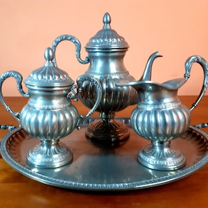 TASSES À LIQUEUR/CAFÉ En Étain Pur 95% Zinn Avec Plateau De Service EUR 50,00 - FR