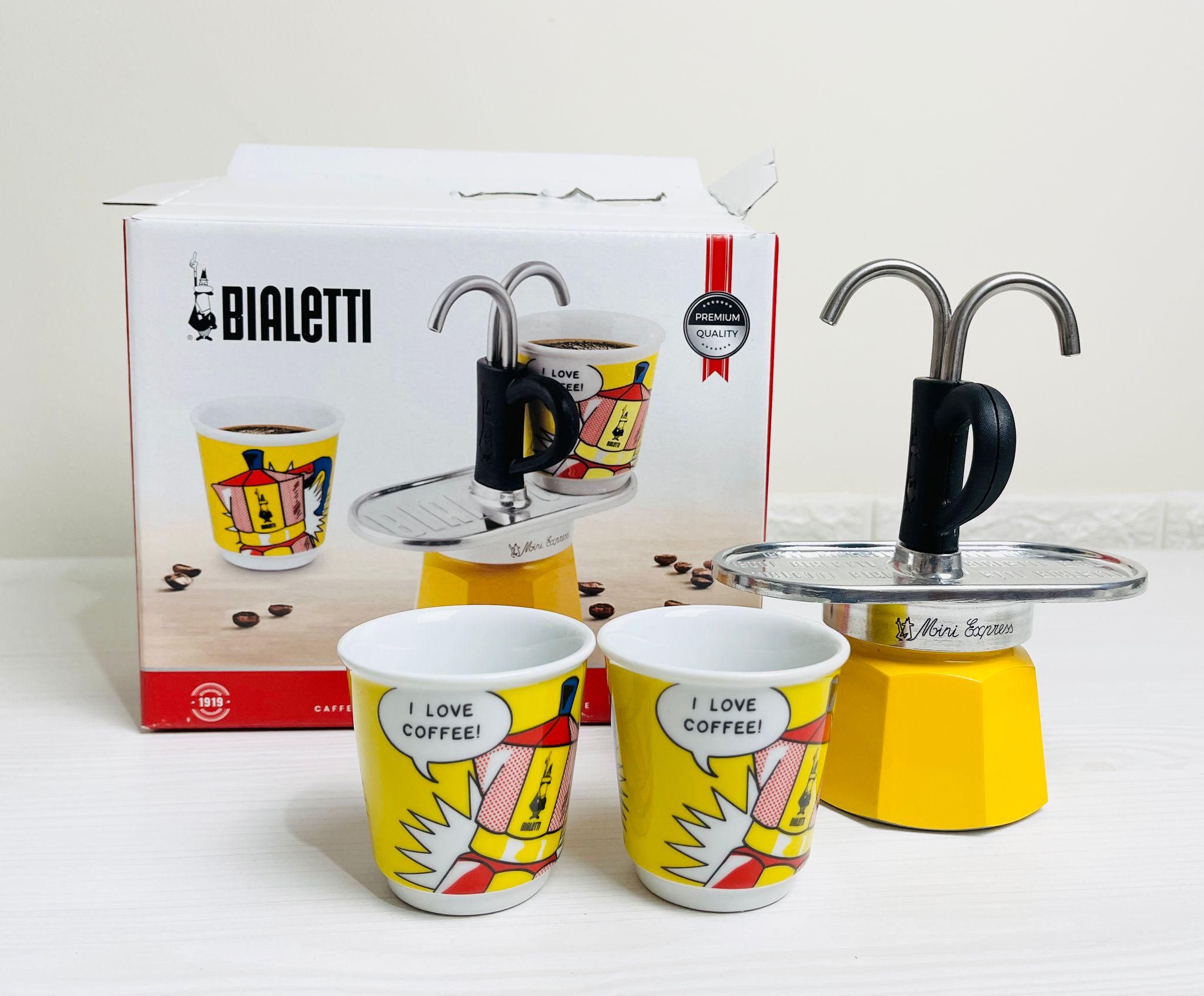 Bialetti Coffee Maker Set Mini Express Moka Pop Art + 2