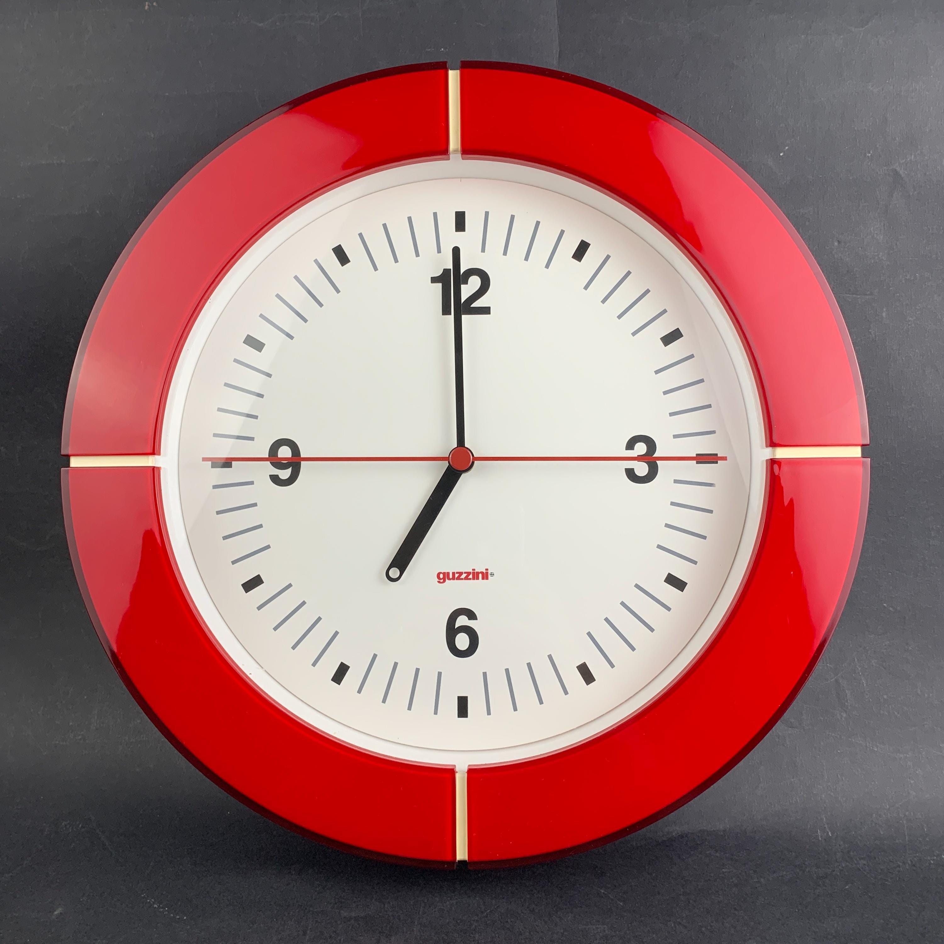 Guzzini I-clock Home Wall Clock Red White Modern Italian Design