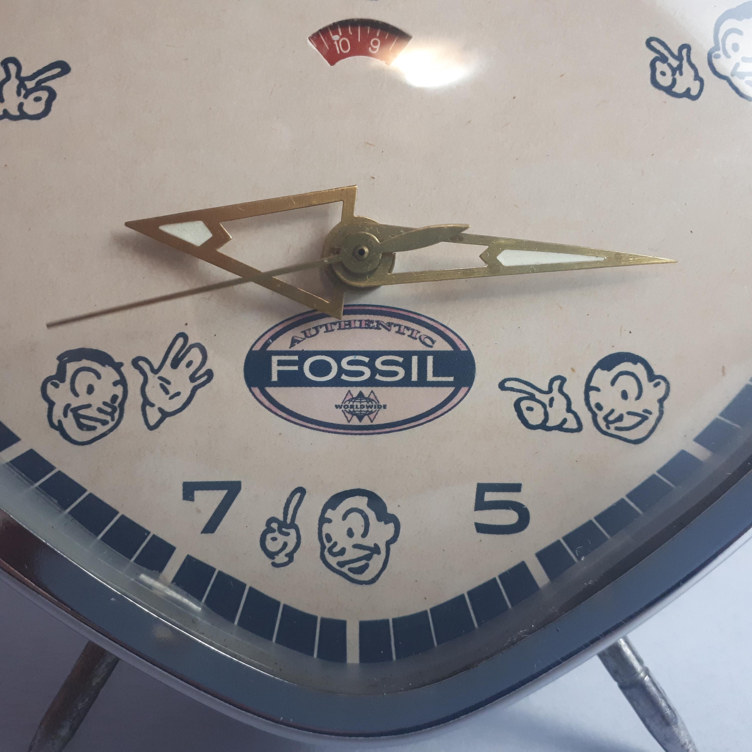 Vintage Fossil Alarm Clock From the 1990s, Retro Table Clock