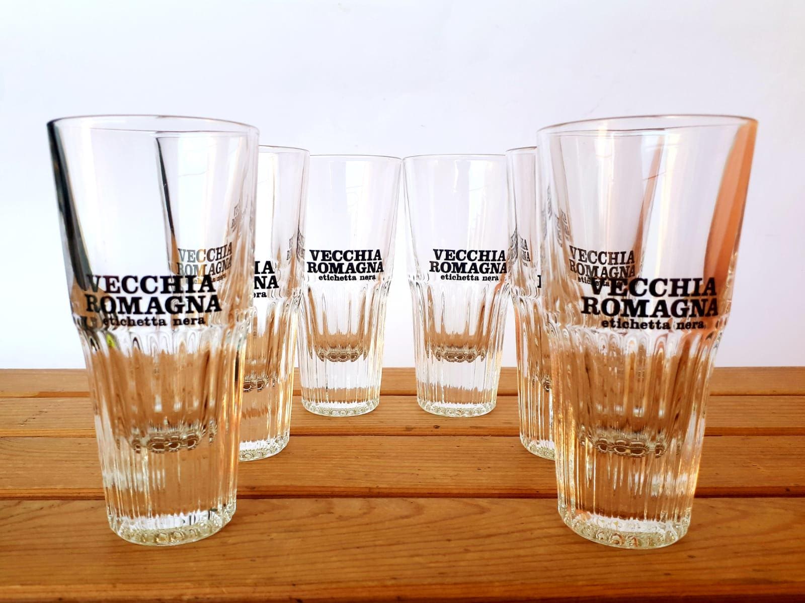 Set of 6 Vecchia Romagna Black Label Glasses Original Vintage Pub