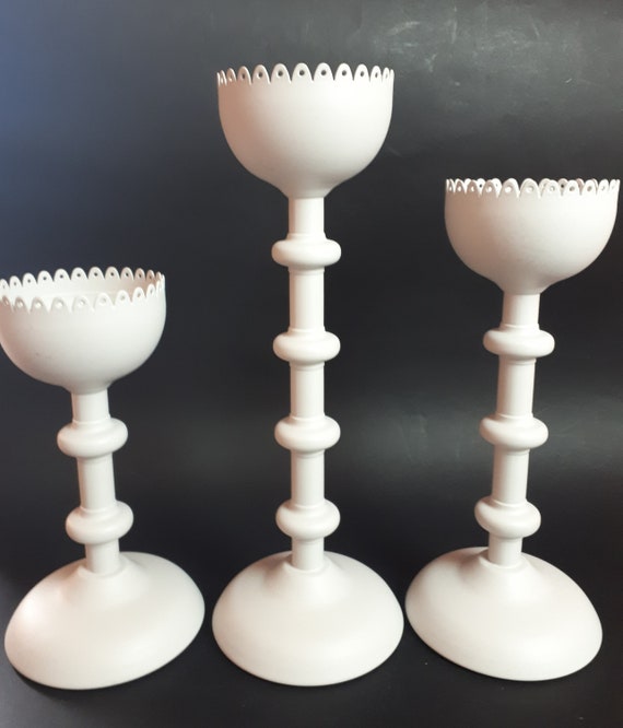 IKEA Harfin Kerzenständer-Set, 3er-Pack, Vintage, Hellgrau/Kreide
