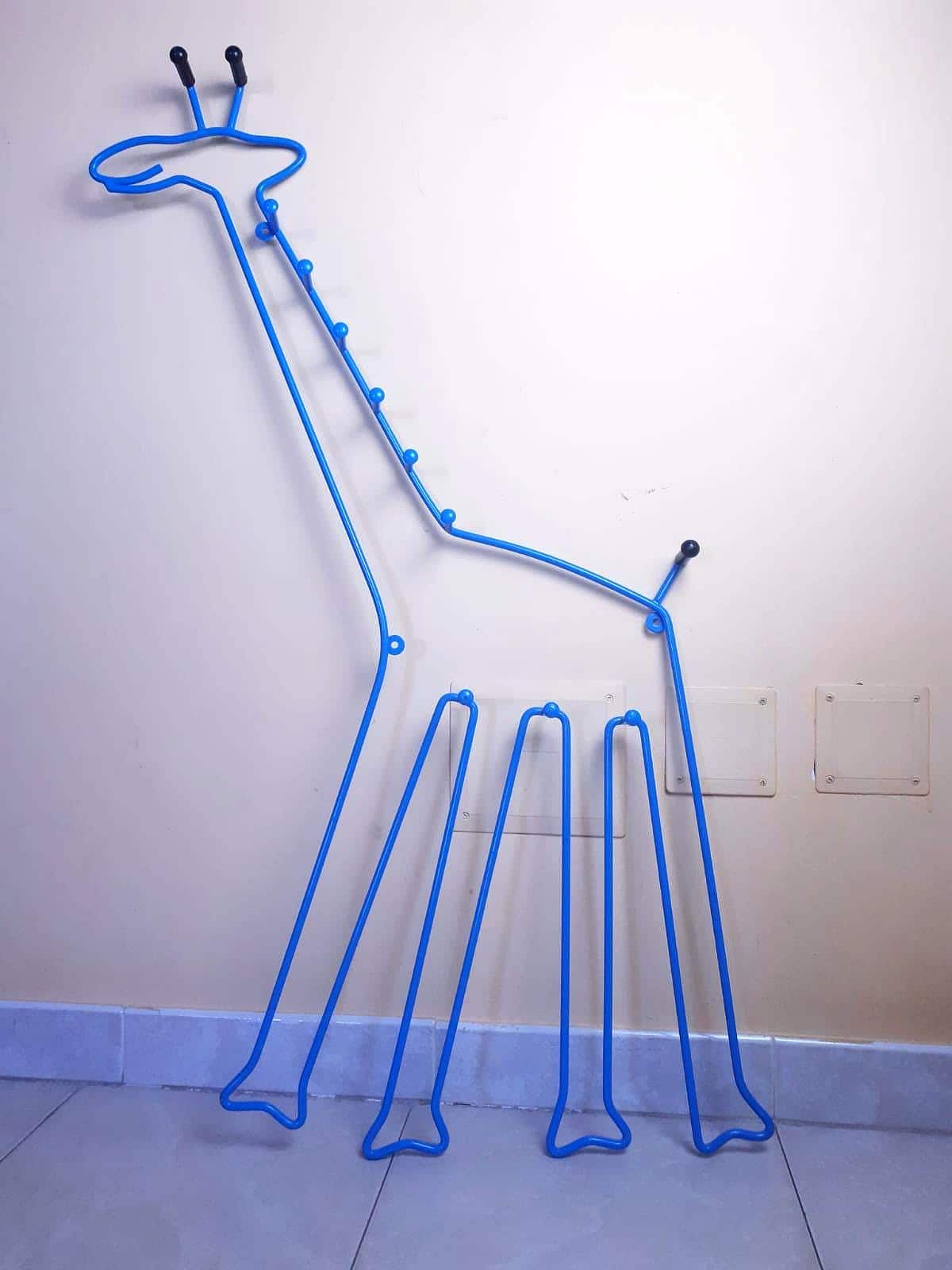 IKEA Giraffe Children's Coat Rack in Blue Metal, Vintage From the