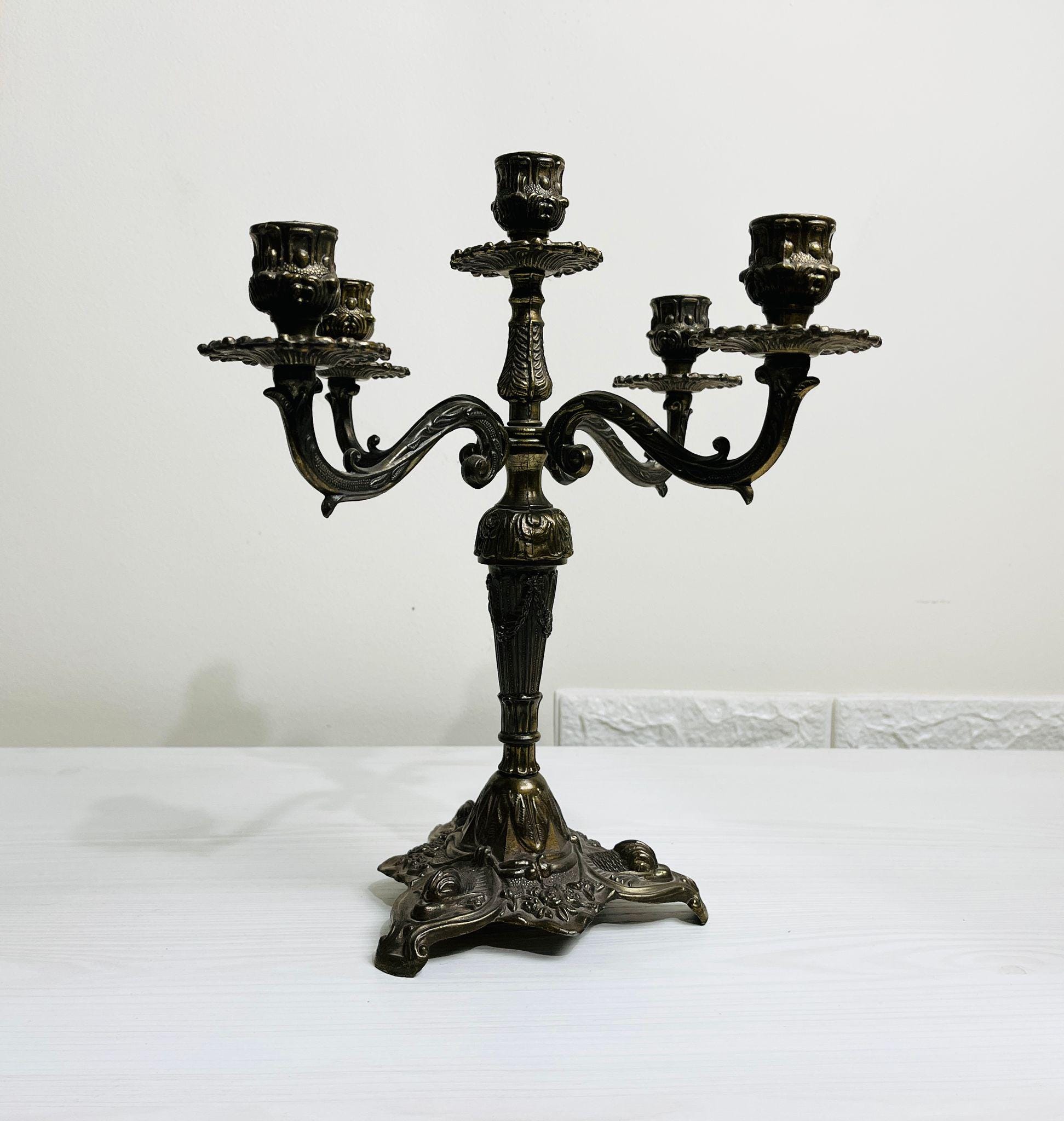 Candelieri Candelabri Portacandele A 5 Bracci, In Metallo, In Argento, In Stile Europeo, Candelabri, Cena A Lume Di Candela - 14