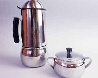 Moka Espresso Coffee Maker 18/10 Steel With Golden Details 6-3 Cups - Etsy