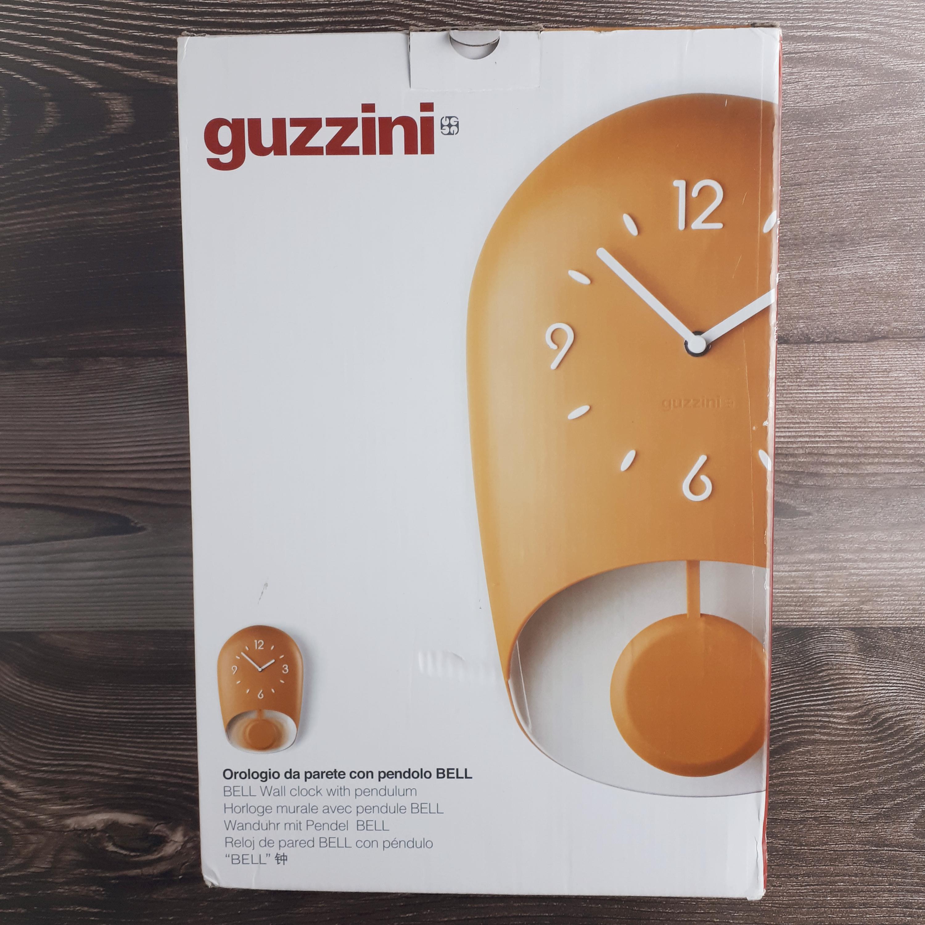 Guzzini Bell Pendulum Clock Mustard Yellow Wall Clock Vintage