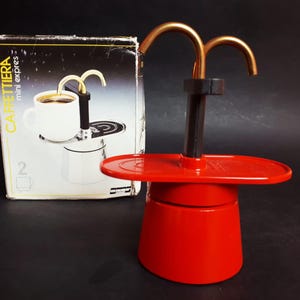 Bialetti Mini Express 2 cup coffee maker red vintage design Made in Italy collectible moka retro kitchen espresso original