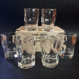 Set 6 Bicchieri Brancamenta Vintage - Bicchierini Pubblicitari Liquore Fernet Branca Effetto Ghiaccio Amaro Anni 80 Collezione Bar Italia