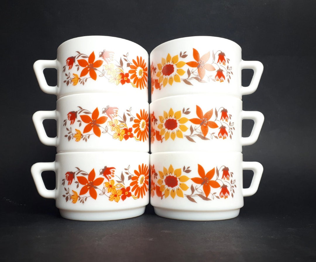 Arcopal Set of 6 Coffee Cups Scania Collection Cm 7.5 X 4.5 Breakfast ...