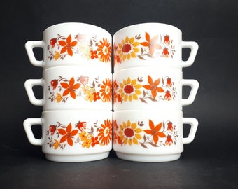 Tasses arcopal des années 70 - France