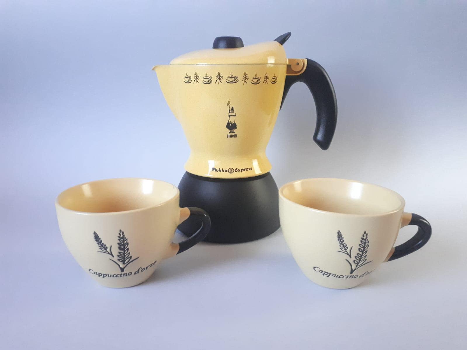 Mukka Express Bialetti Cappuccino Barley Vintage With 2 Matching