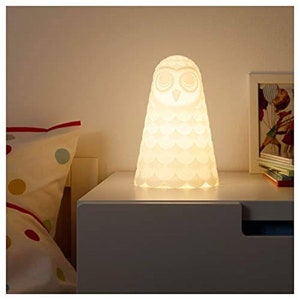 Lámpara de mesita de noche LED IKEA Solbo Owl en forma de búho blanco