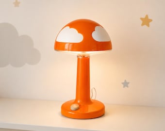 IKEA SKOJIG Vintage Table Lamp Mushroom Shape Orange Cloud Design
