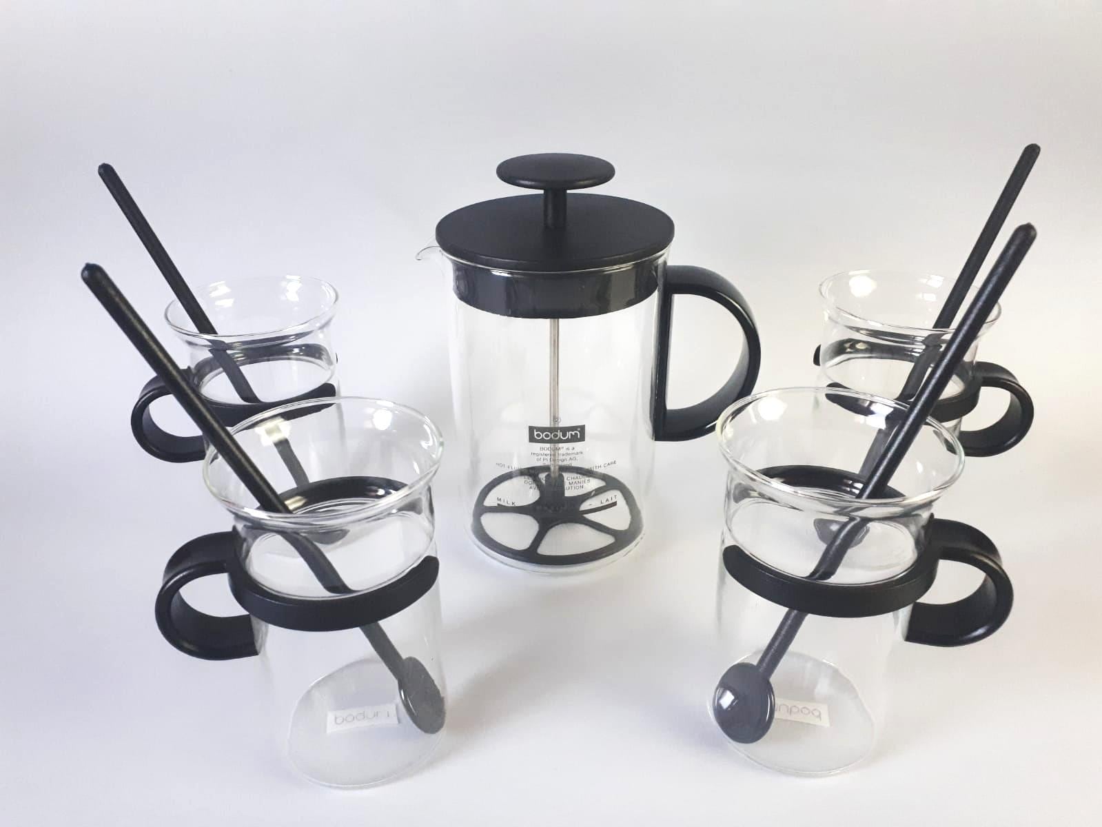 Bodum Coffee Set With French Press Coffee Maker, 4 Glass Cups and