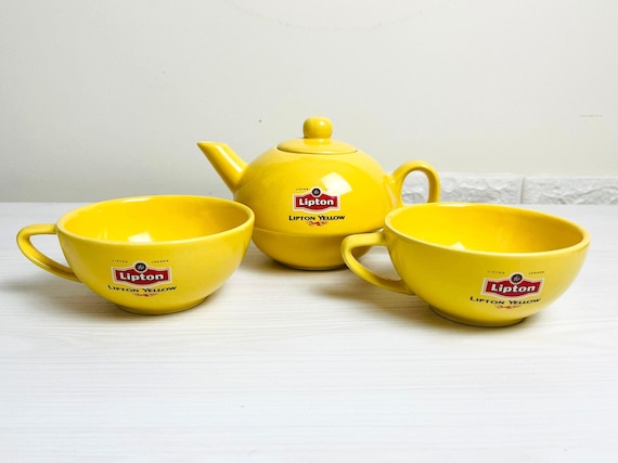 リプトン① Vintage Lipton Yellow Set: Collectible Yellow Ceramic Teapot and