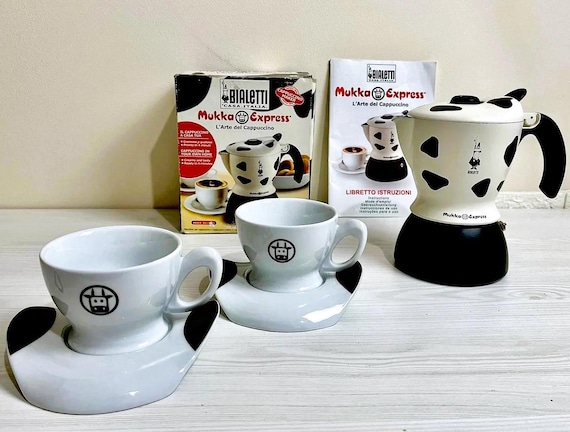 BIALETTI Mukka Express + 2 Cups and Saucers Cappuccino Maker Made