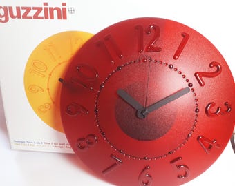 GUZZINI Wall Clock Vintage Design Vanilla Yellow Edge Made in