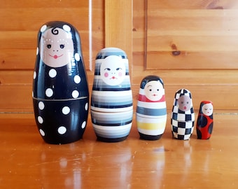 Matrioska Ikea Design by Maria Vinka Vintage Set Japanese Wooden Dolls 90s