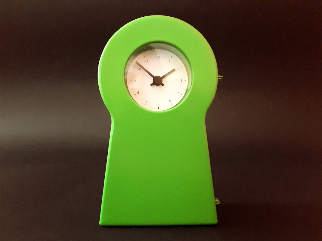 IKEA PS 1995 Green Small Table Clock 14 Cm Desk Metal Thomas