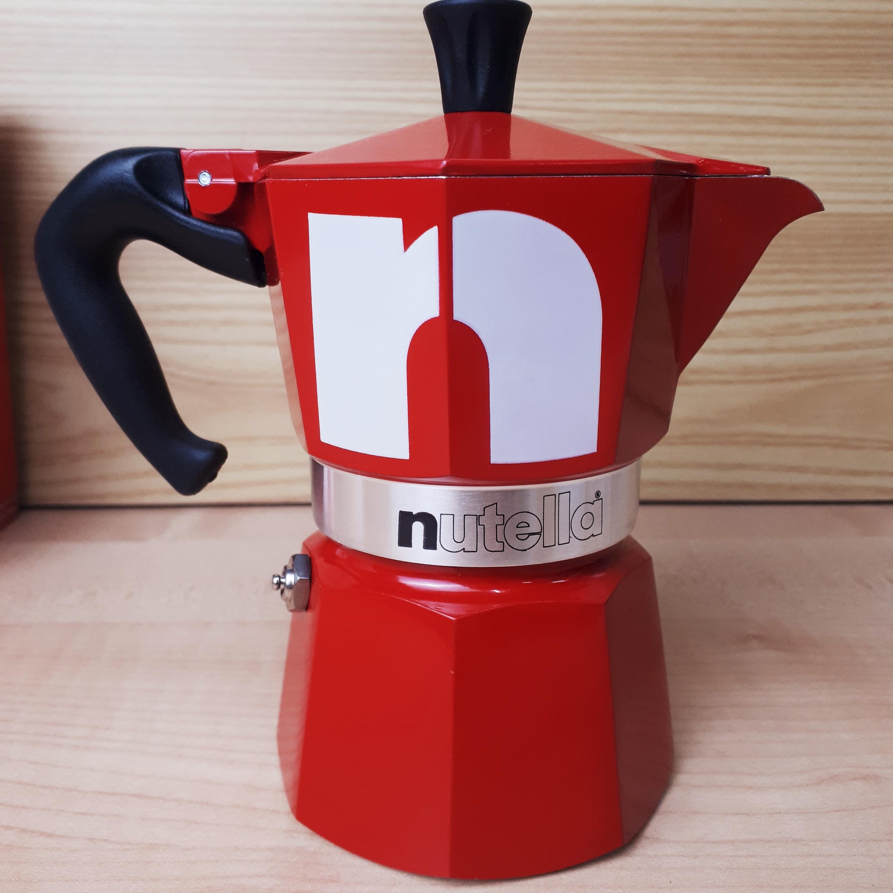 Bialetti Nutella Red 3-cup Collectible Moka Pot, Vintage Aluminum