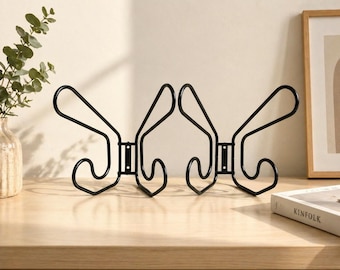 Pair of IKEA Fran FRÄN coat hangers, vintage black, minimal design from the 90s, modern wall coat rack, metal, retro bathroom entrance