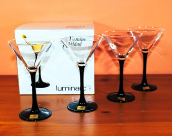 Luminarc Domino Cocktail Glasses Set of 4 Vintage 70s - Martini Glasses - Made in France