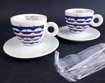 Set of 6 Illy Coffee Cups + Saucers Medium Size Espresso Bar