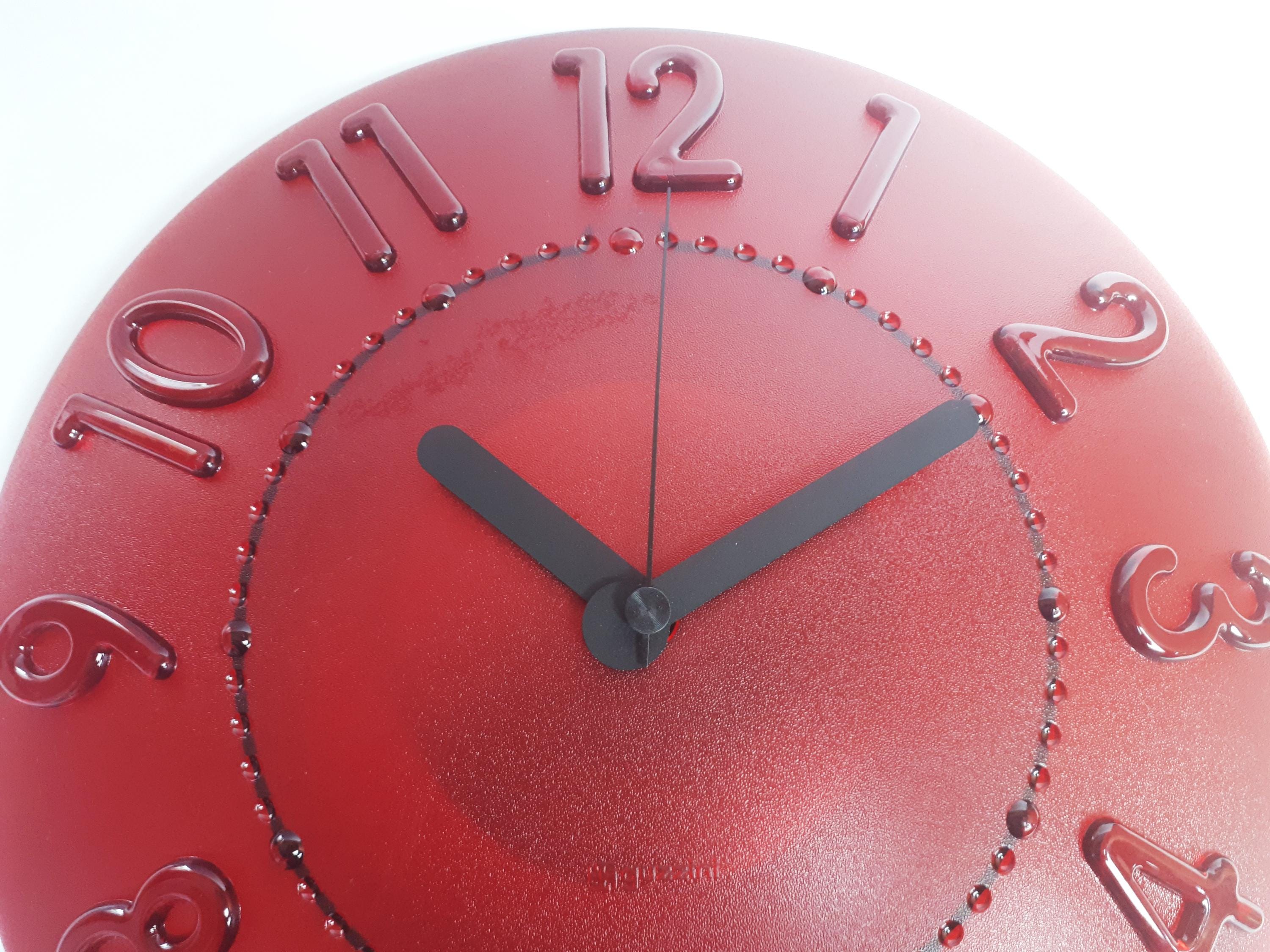 Guzzini Red Wall Clock Vintage 1980s Modern Plastic Design