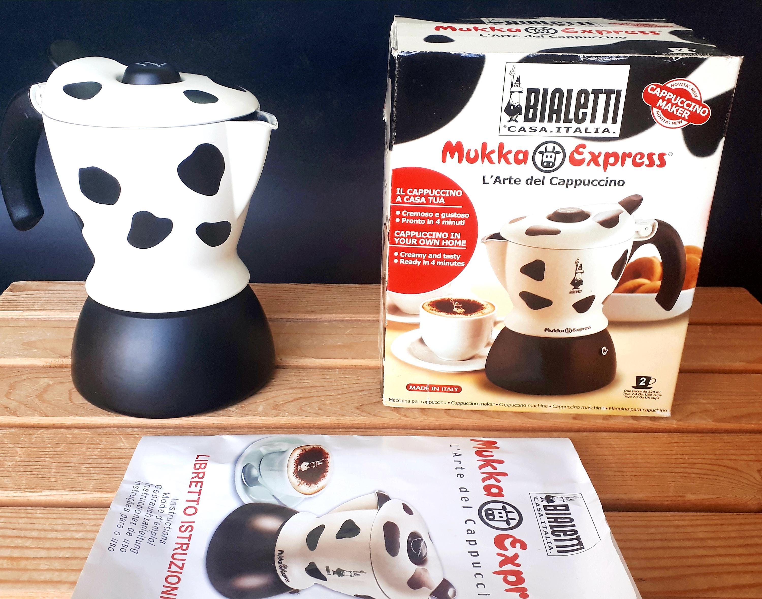 BIALETTI Mukka Express 2 Cups Used Cappuccino Machine Maker Made in Italy - Instruction booklet + Original box included.