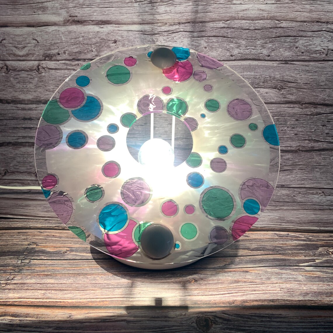 Lampada da Tavolo Vintage Italiana Anni '70 '80 Space Age Plexiglass Colorato Pop Design Retrò Mid Century Modern Table Lamp, foto 4 di 5