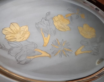 Elegant Chantall Tray in 18/10 Stainless Steel with Gold Inserts Vintage Made in Italy 1980