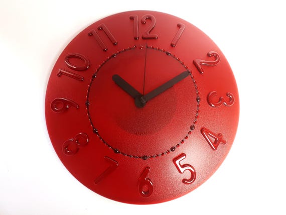 90s guzzini vintage wall 時計　ポストモダン Guzzini Red Wall Clock Vintage 1980s Modern Plastic Design