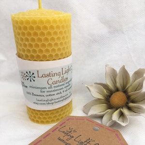 Candles Pillar Beeswax Candle - Rolled Honeycomb 2x4 / Natural / Gift under 15