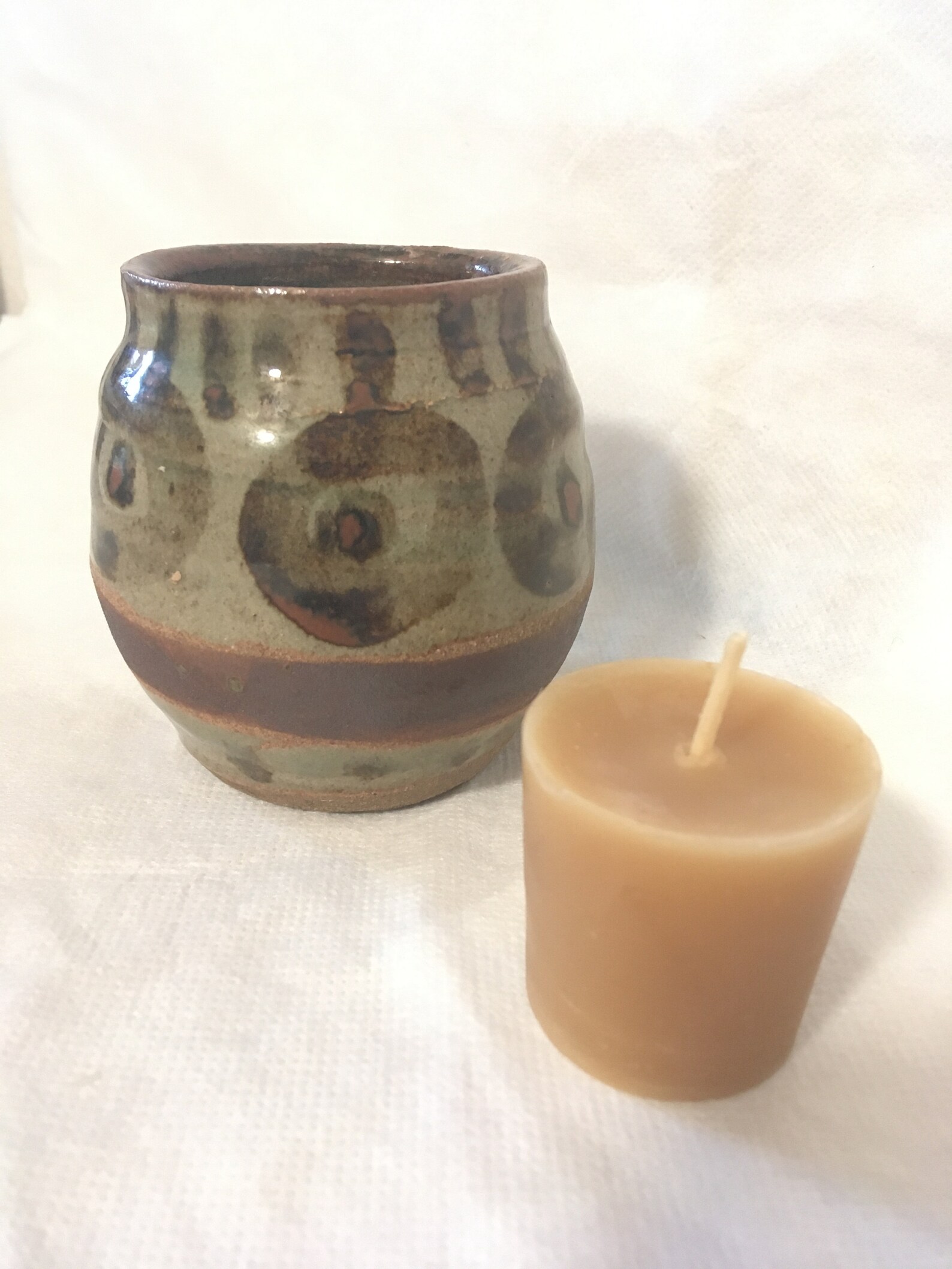 Glazed Pottery // Candle Holder // Beeswax Votives // Handmade Etsy