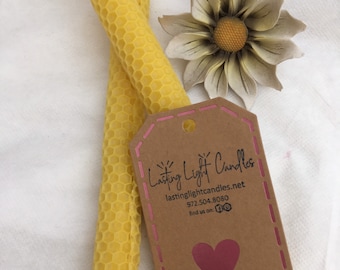 Natural/Rolled/100% Beeswax Candles/Taper/Honey Scent/Honeycomb/Great Gift/Hand Rolled/Pure Beeswax/Home Deco