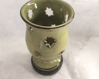 Leaves of Light, Vase, Green Ceramic, Tea Light holder, Home Decor, Candles