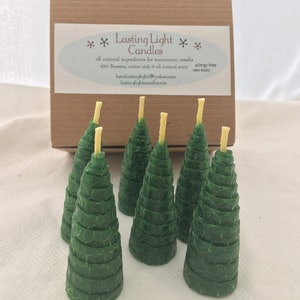 Beeswax Candles: Cute Trees, Forest Green, Home Decor, Warm Fall, Gift under 10 dollars