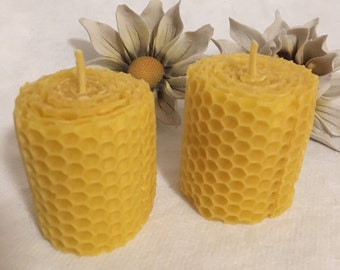 Votive / 100% Beeswax /Natural Candle /Honey /Hand Rolled /Beeswax Votives /Home Decor /Honeycomb