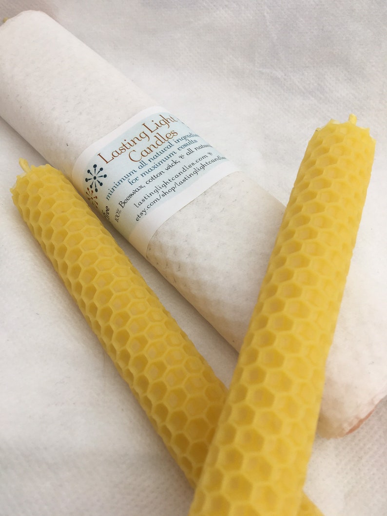 Natural/Rolled/100% Beeswax Candles/Taper/Honey Scent/Honeycomb/Great Gift/Hand Rolled/Pure Beeswax/Home Deco image 2