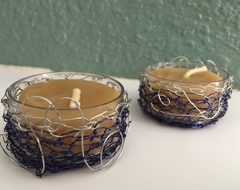 Special Mother's Candle Crochet Wire Holders // 100% Beeswax Candles // Handcrafted // Great Gift
