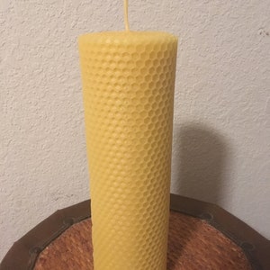 Candles Pillar Beeswax Candle/8&quot; Tall/Hand Rolled/Honeycomb/100% Beeswax /Natural/Home Decor