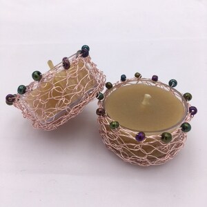 Candles Multicolor Beaded Wire Candle Holders with Beeswax Candles