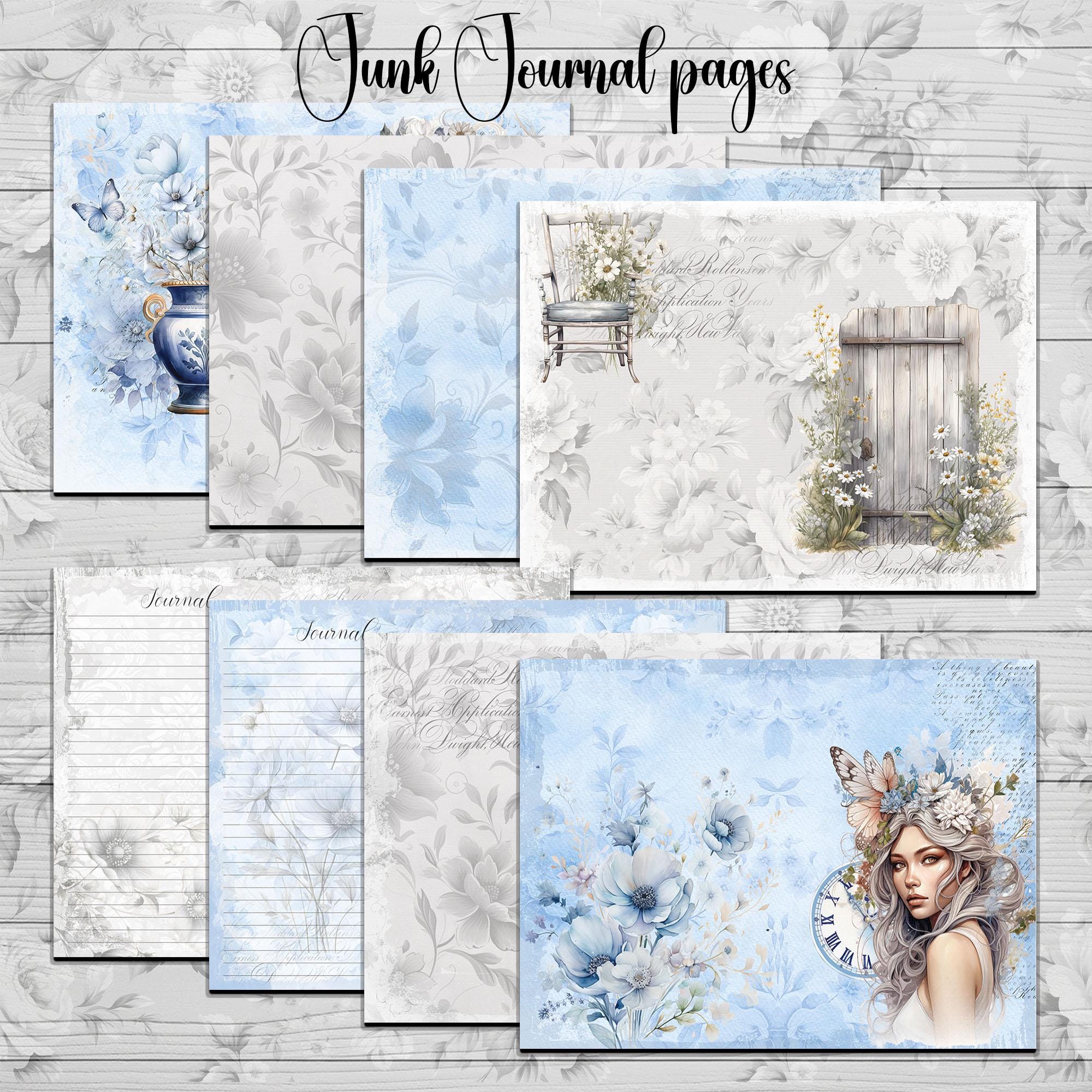 Serenity, Junk Journal Kit, Blue Calm, Embellishments, Digital ...
