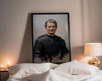 Peinture numérique Saint John Bosco, art mural catholique, inspiration portrait de saint, oeuvre d'art imprimable chrétienne