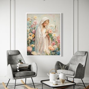 Virgin Mary Painting - Mother of God Art - Catholic Christian Wall Decor - Religious Artwork - Blessed Madonna